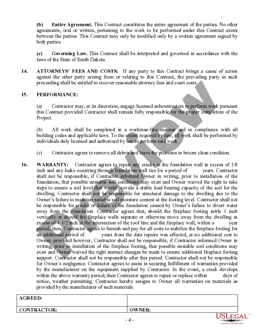 Preview Foundation Contract for Contractor