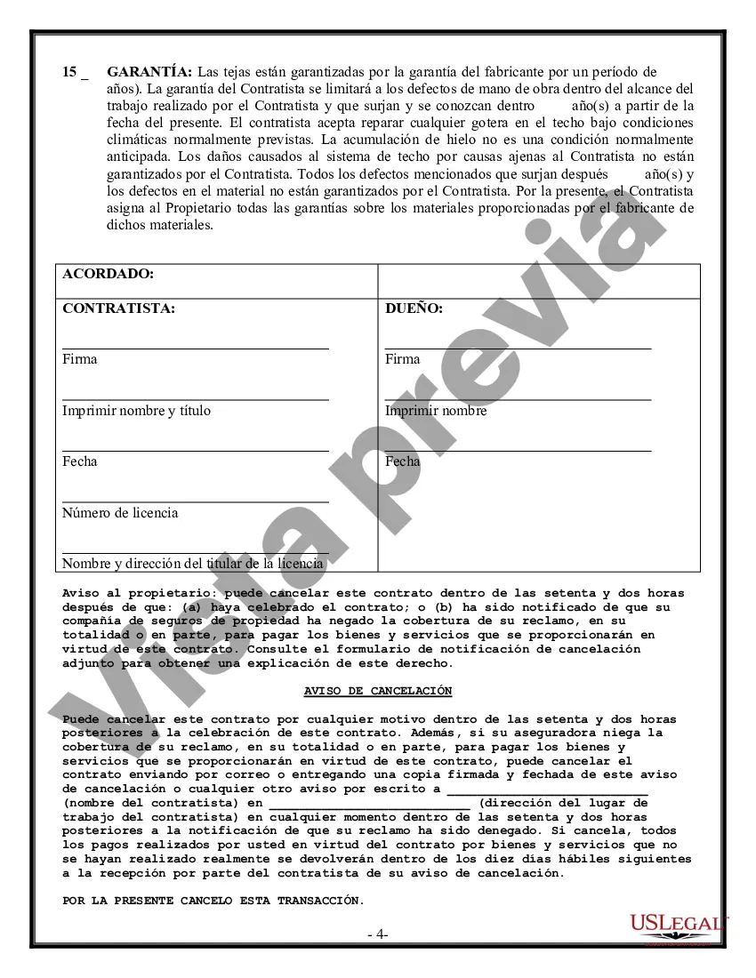 Preview Contrato de techado para contratista