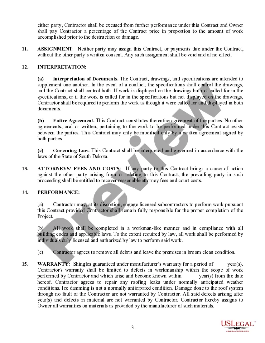 Preview Roofing Contract for Contractor