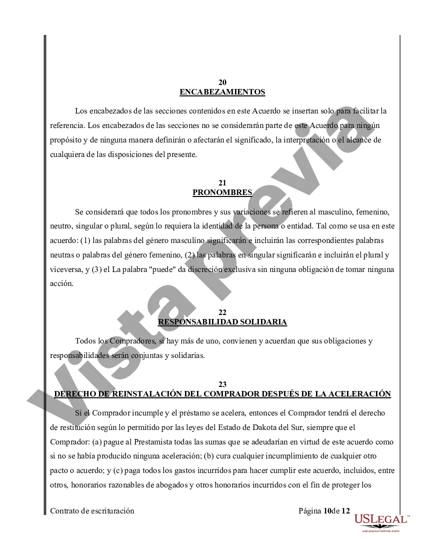 Preview Acuerdo o Contrato de Escritura de Venta y Compra de Bienes Raíces a/k/a Terreno o Contrato de Ejecución