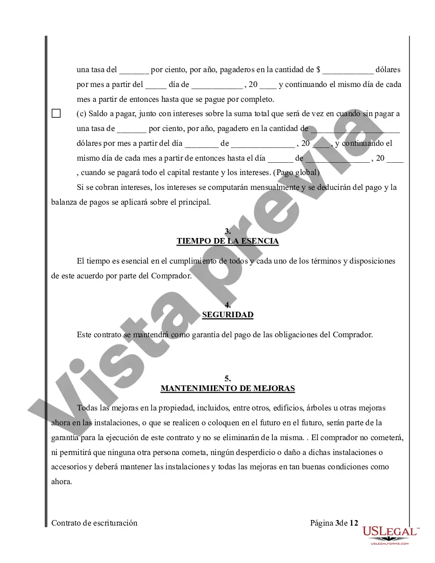 Preview Acuerdo o Contrato de Escritura de Venta y Compra de Bienes Raíces a/k/a Terreno o Contrato de Ejecución