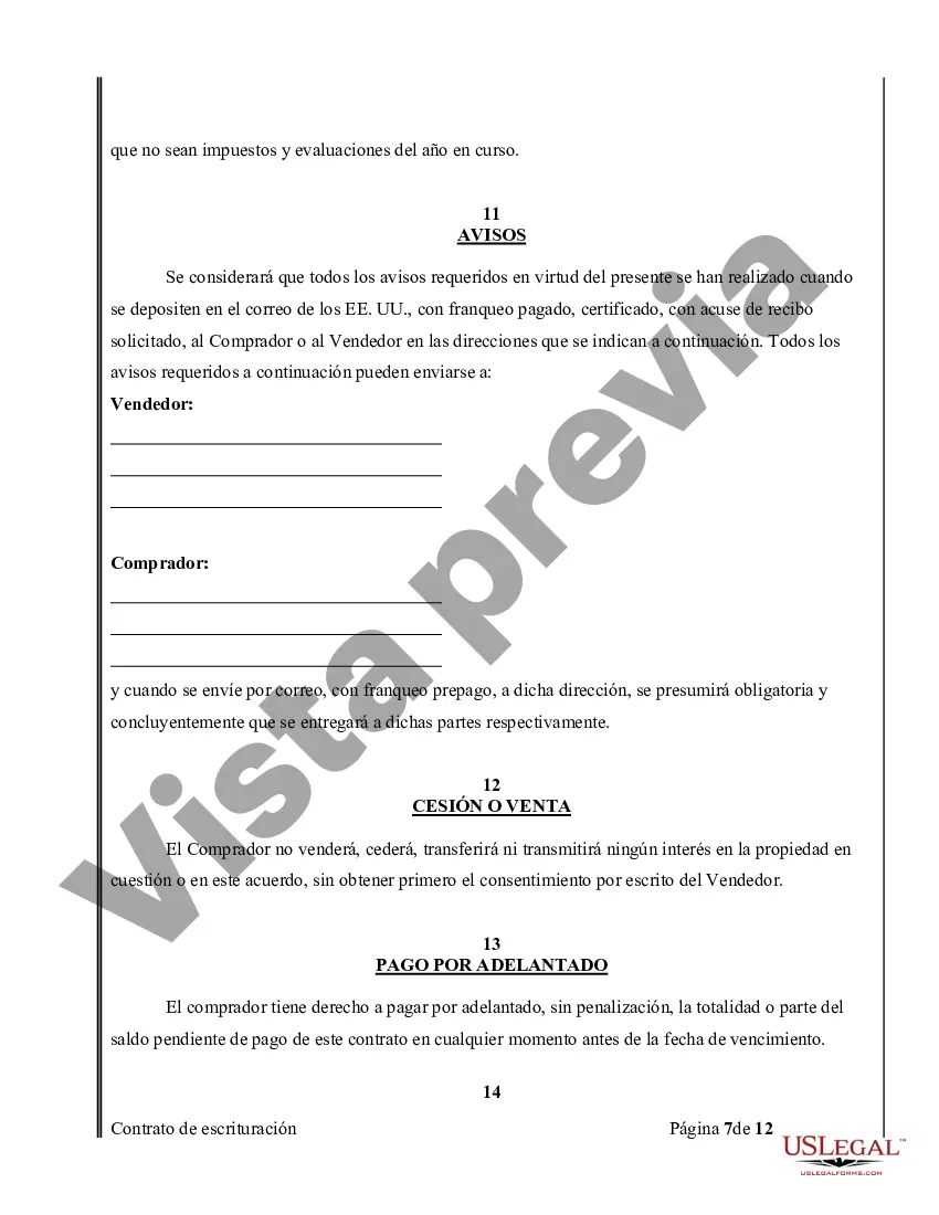 Preview Acuerdo o Contrato de Escritura de Venta y Compra de Bienes Raíces a/k/a Terreno o Contrato de Ejecución