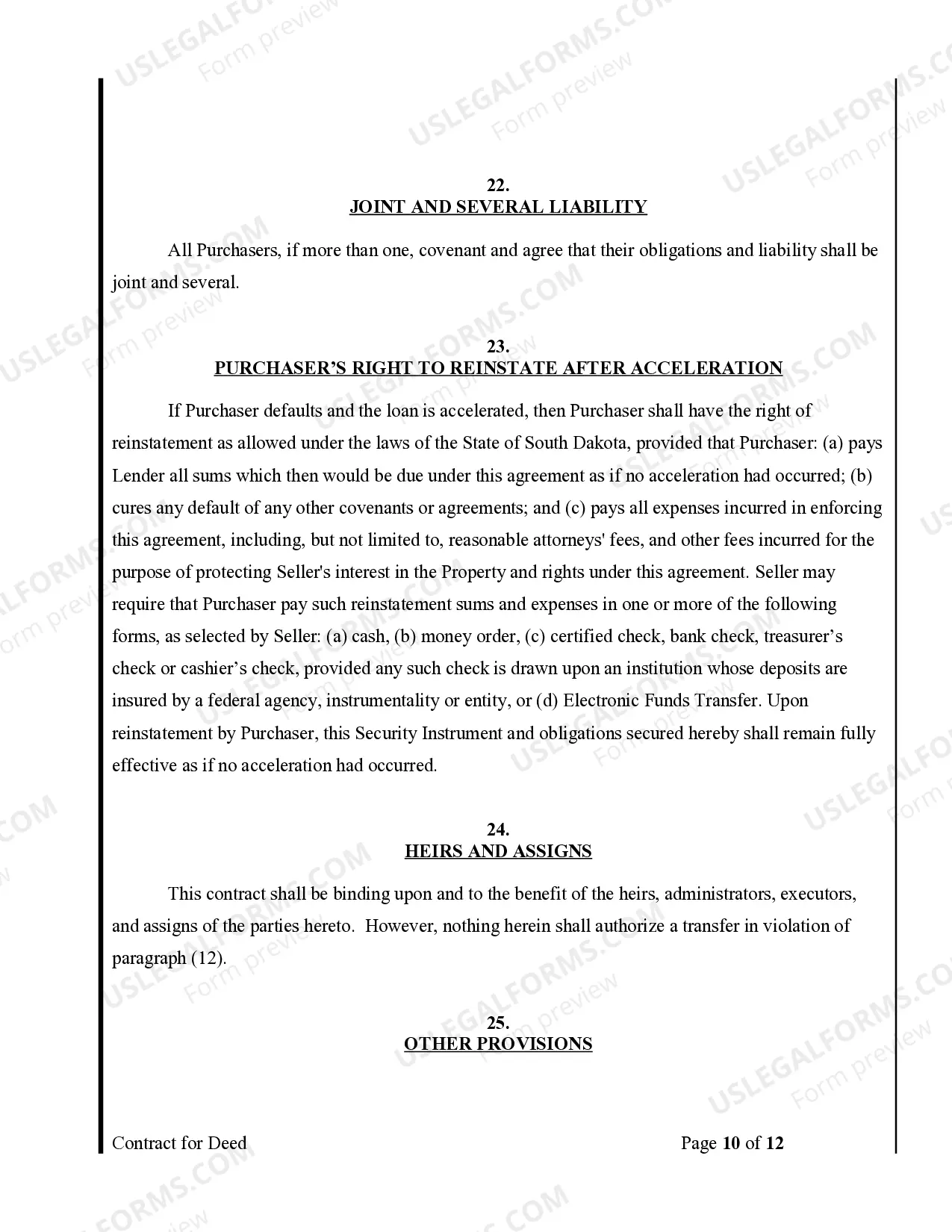 Preview Agreement or Contract for Deed for Sale and Purchase of Real Estate a/k/a Land or Executory Contract