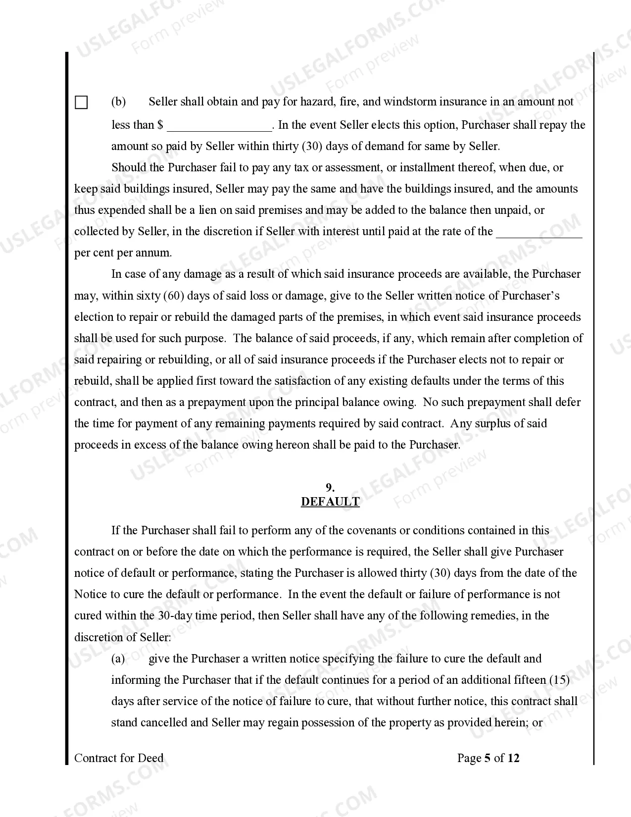 Preview Agreement or Contract for Deed for Sale and Purchase of Real Estate a/k/a Land or Executory Contract