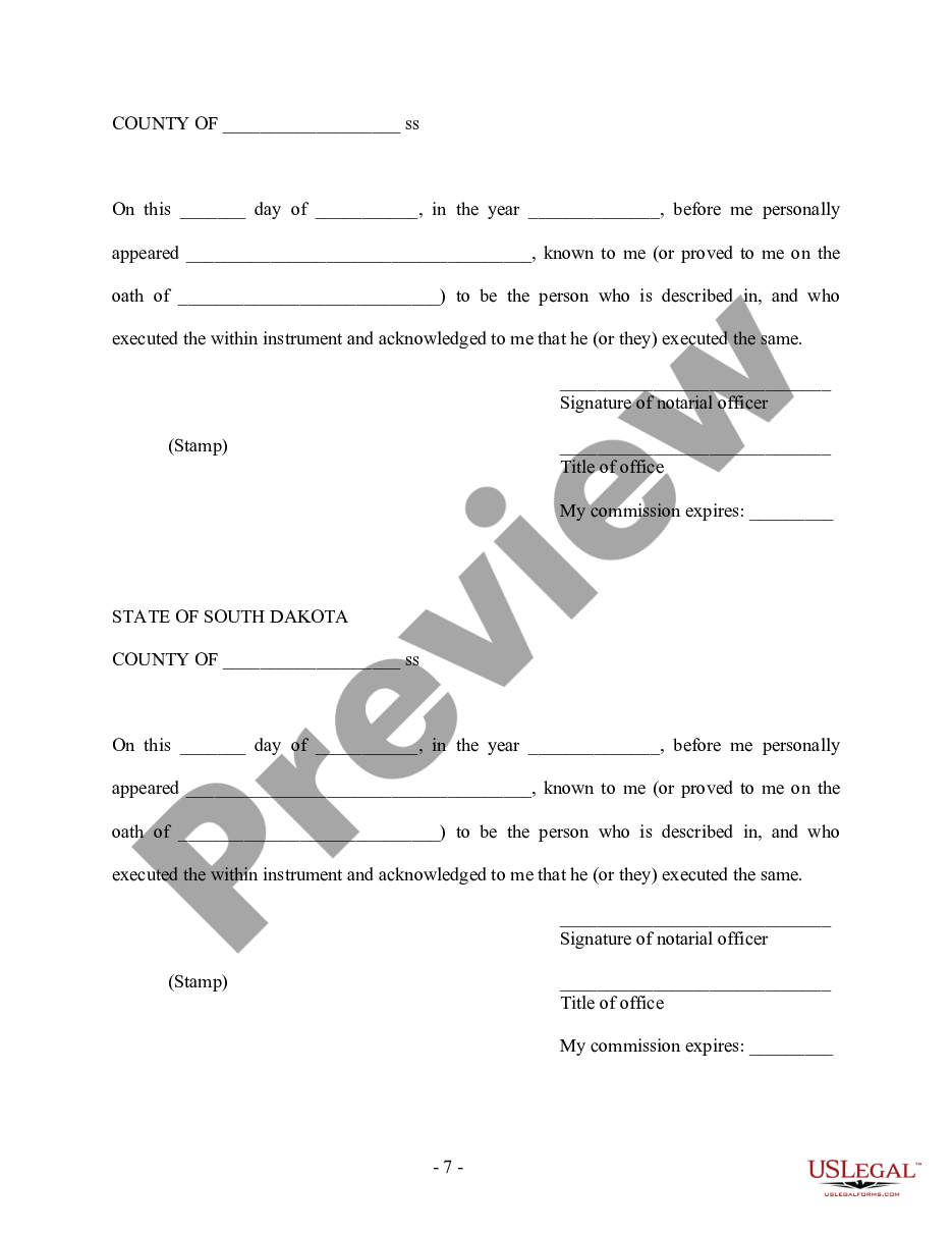 page 6 South Dakota Prenuptial Premarital Agreement without Financial Statements preview