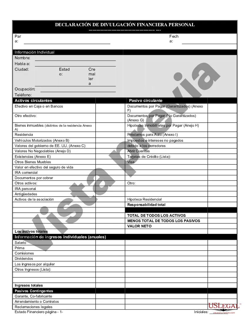 Preview Estados financieros solo en relación con el acuerdo prematrimonial prenupcial