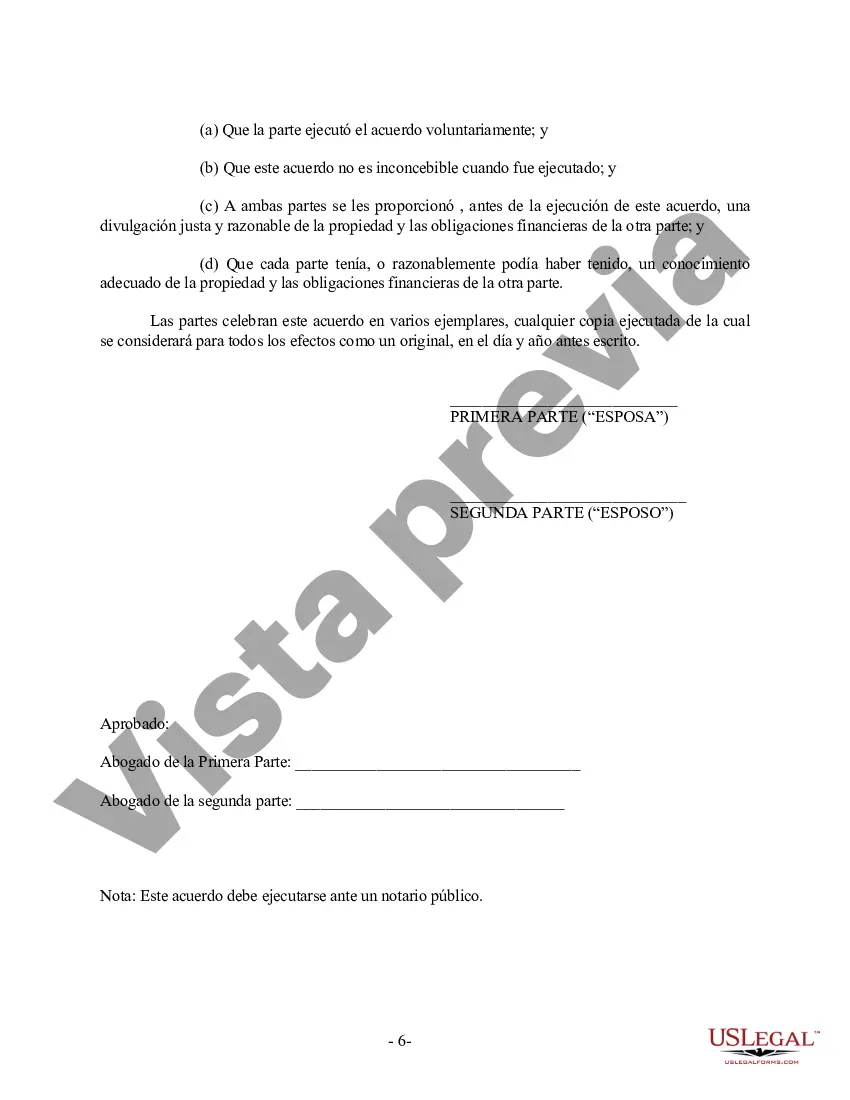 Preview Acuerdo Prenupcial Prematrimonial de Dakota del Sur - Ley Uniforme de Acuerdo Prematrimonial - con Estados Financieros