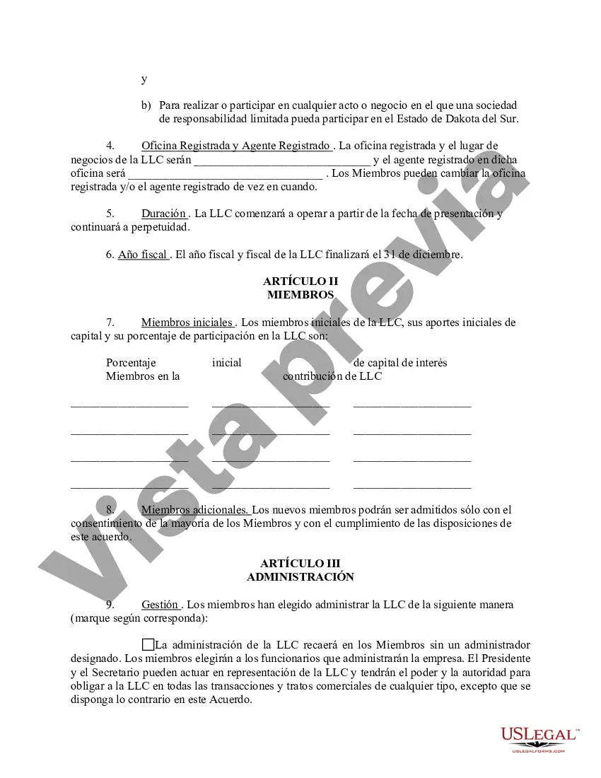Preview Acuerdo Operativo de Sociedad de Responsabilidad Limitada LLC