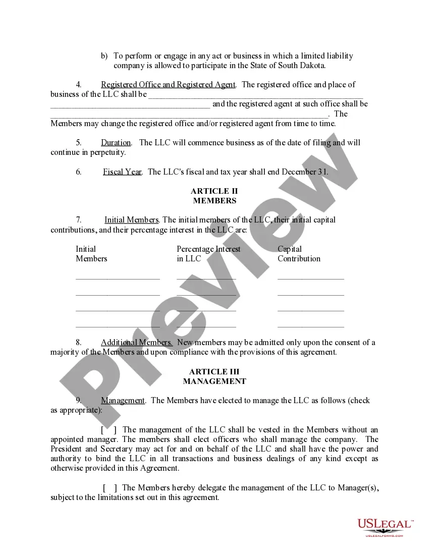 Preview Limited Liability Company LLC Operating Agreement