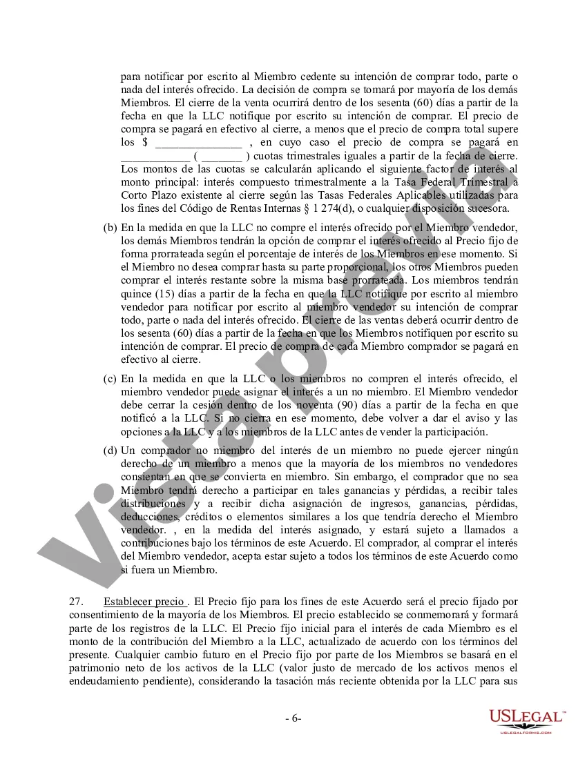 Preview Acuerdo Operativo LLC de Sociedad de Responsabilidad Limitada de Miembro Único