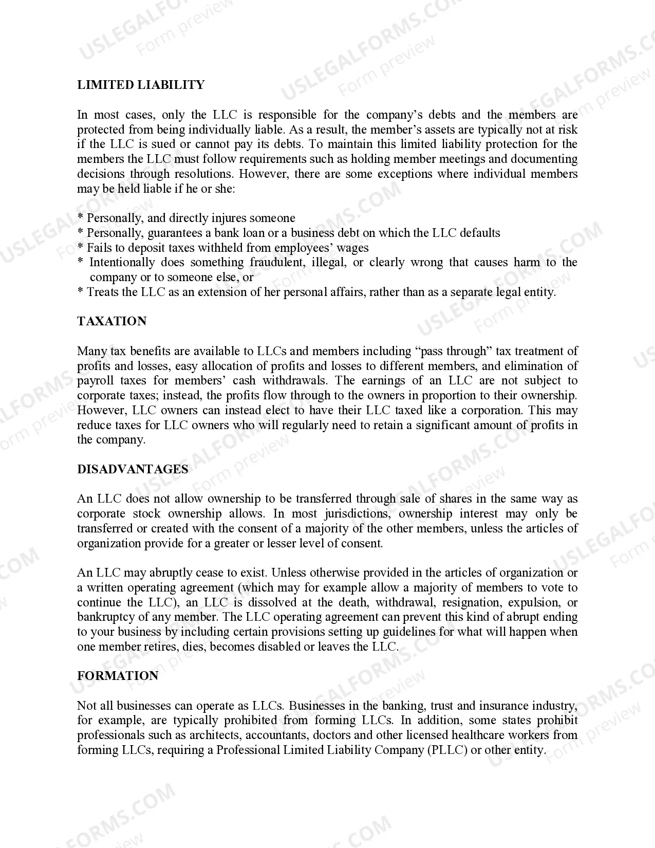 Preview South Dakota Limited Liability Company LLC Formation Package