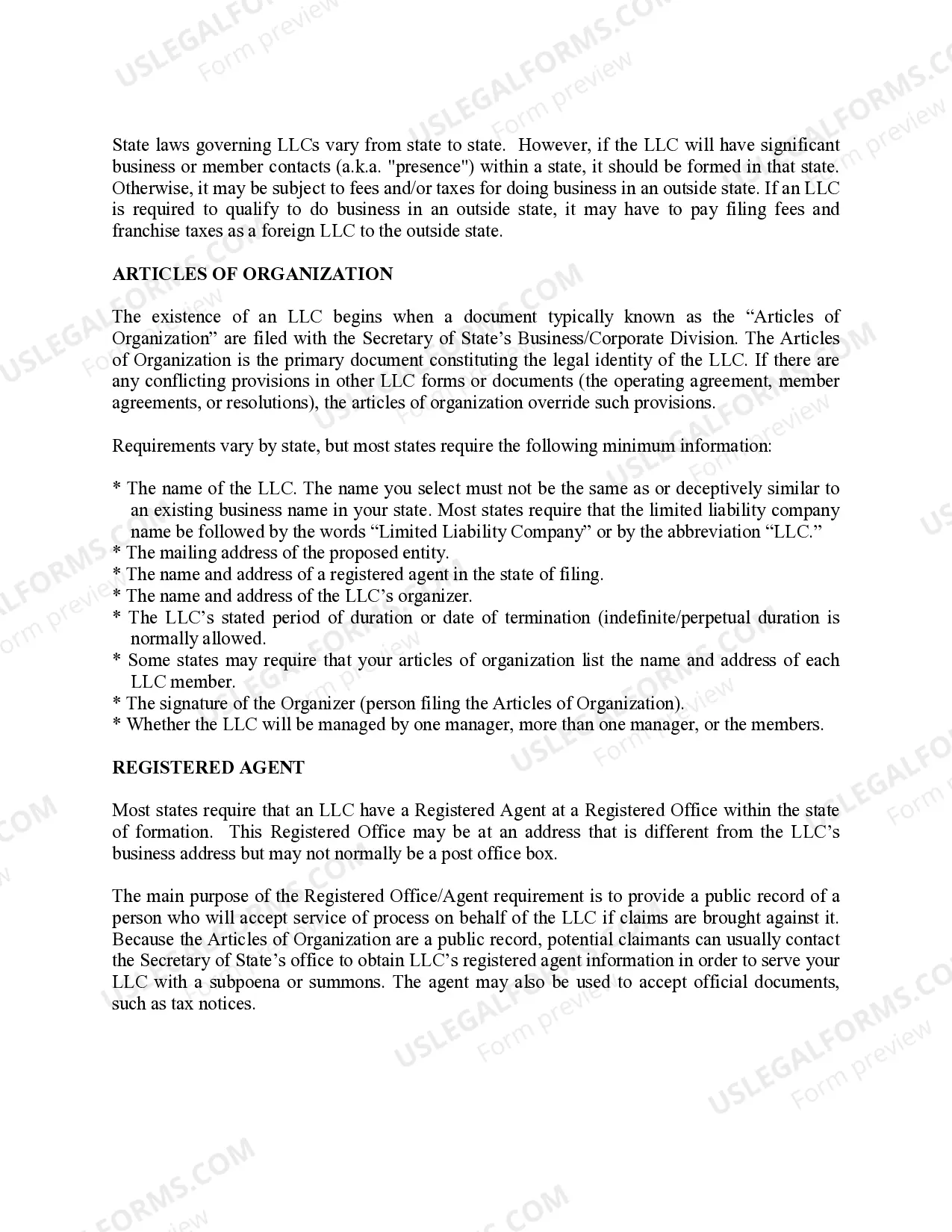 Preview South Dakota Limited Liability Company LLC Formation Package