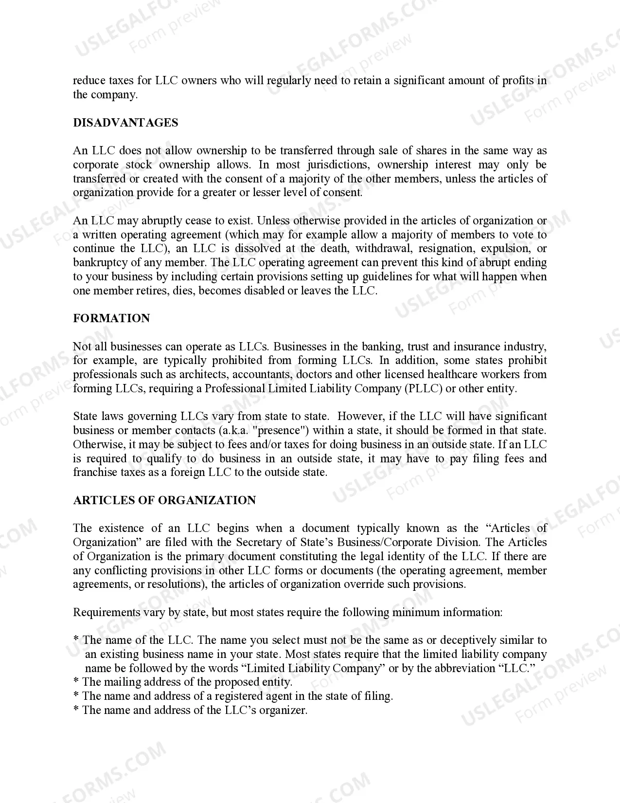 Preview South Dakota Professional Limited Liability Company PLLC Formation Package