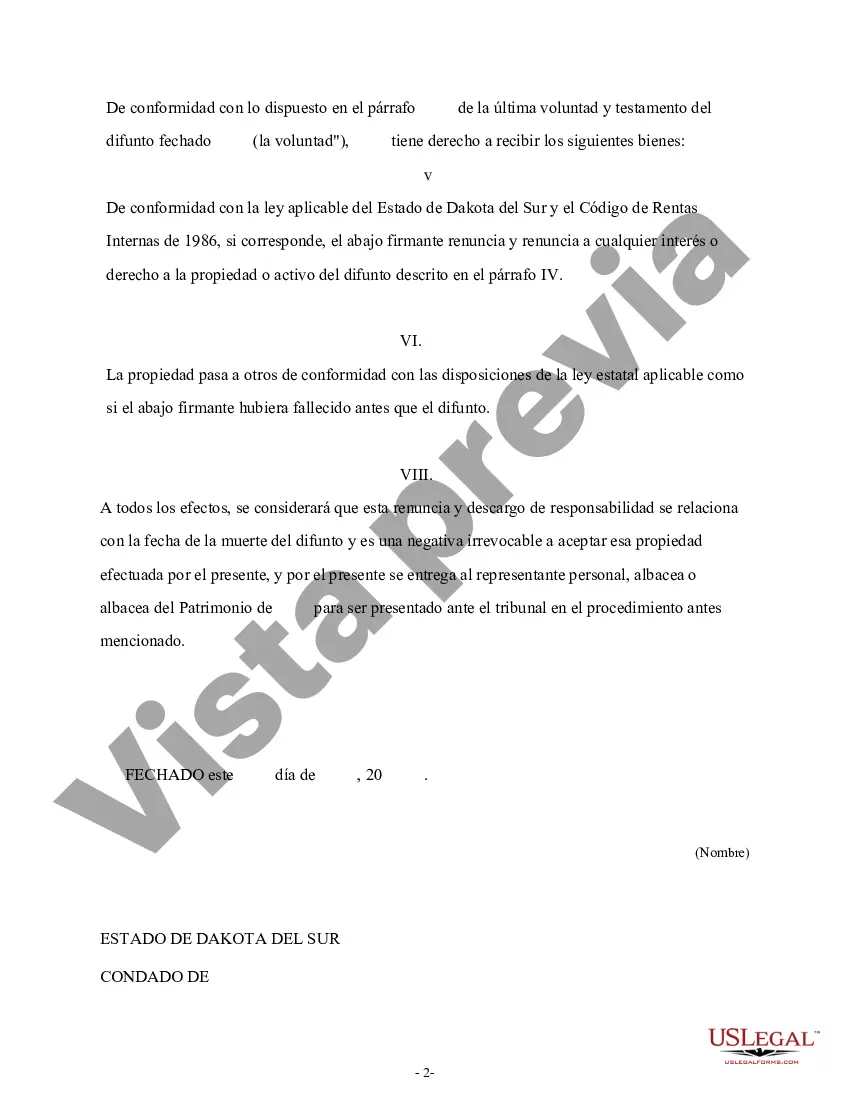 Preview Renuncia y renuncia de propiedad del testamento por testamento