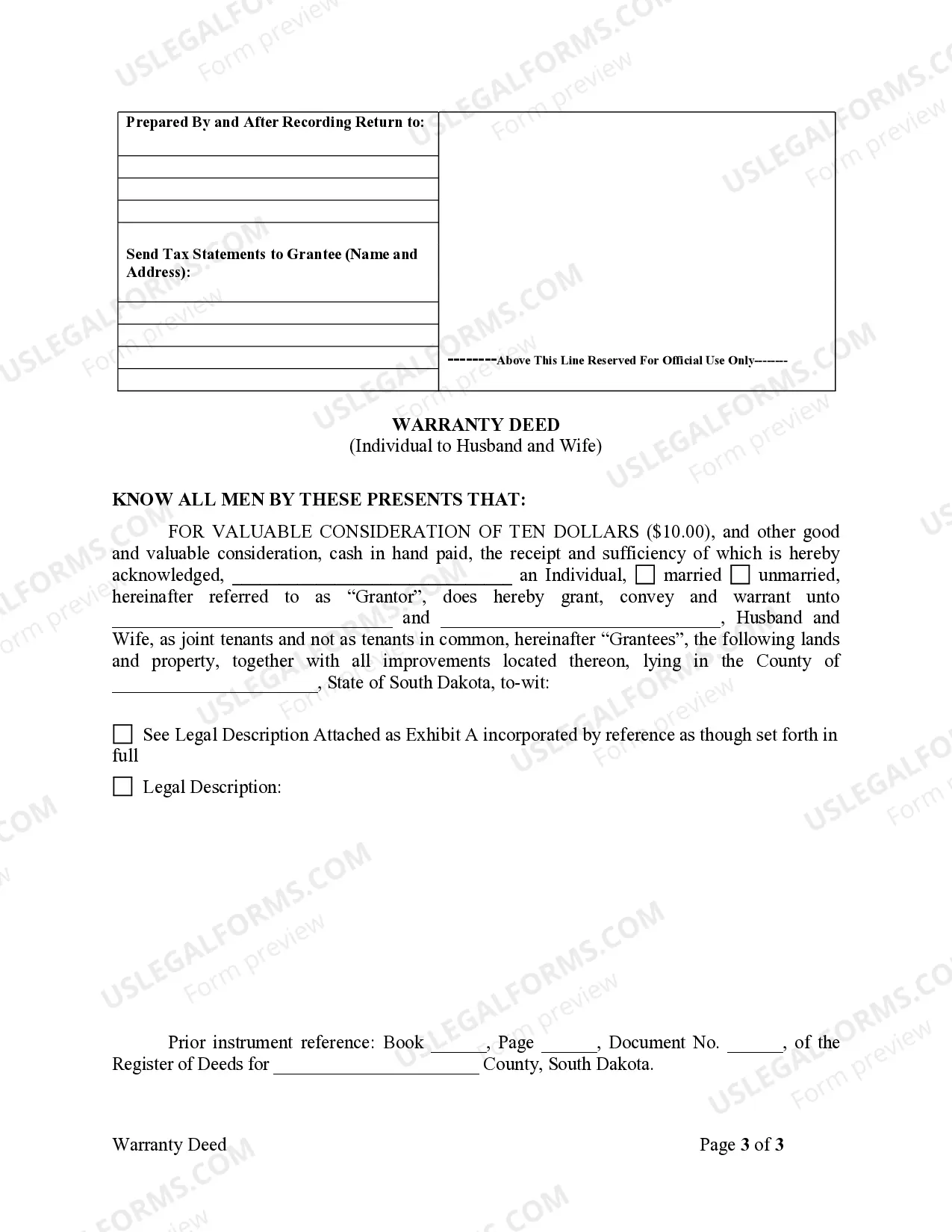 Preview Warranty Deed from Individual to Husband and Wife