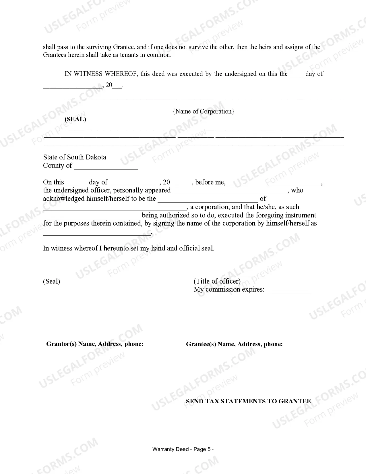 Preview Warranty Deed from Corporation to Husband and Wife