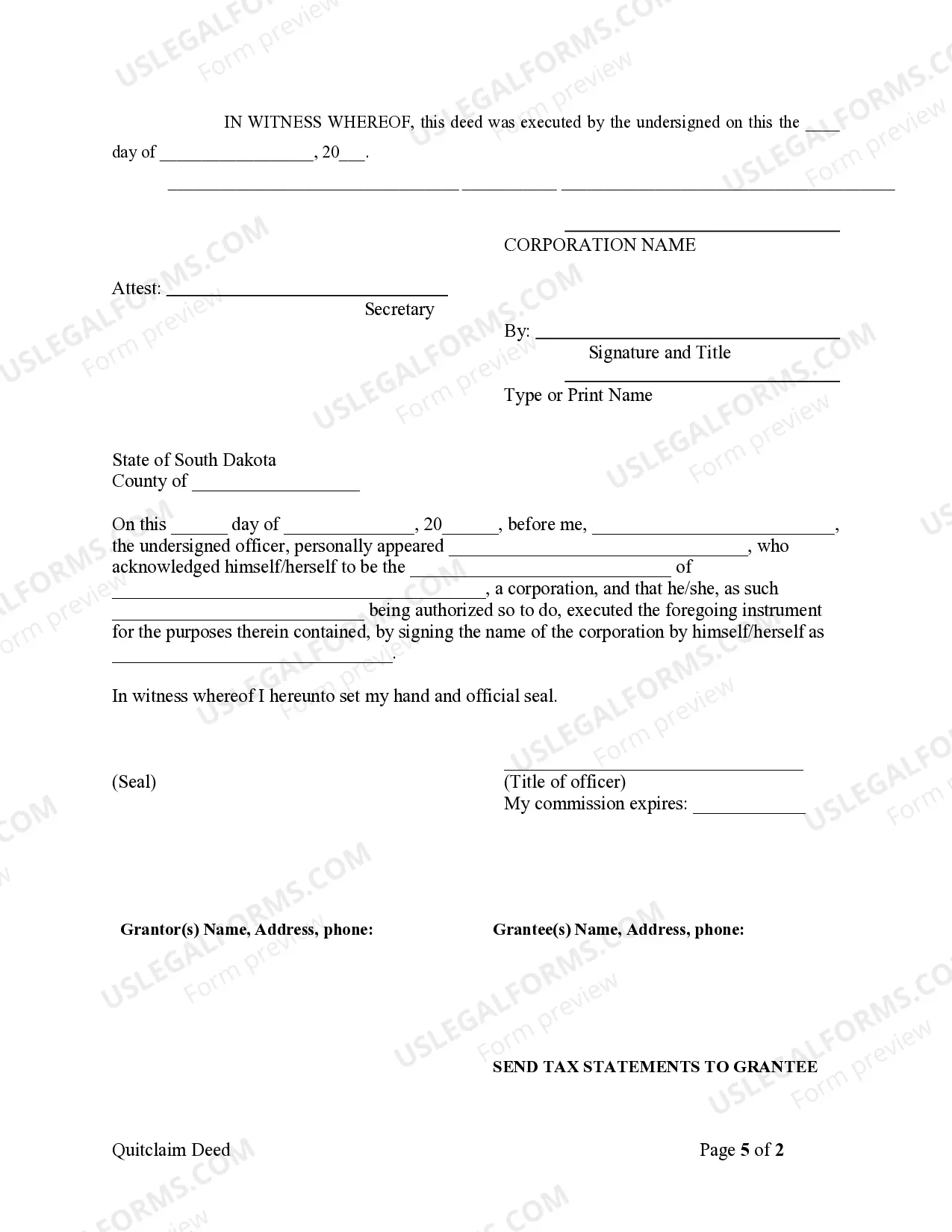 Preview Quitclaim Deed from Corporation to Individual