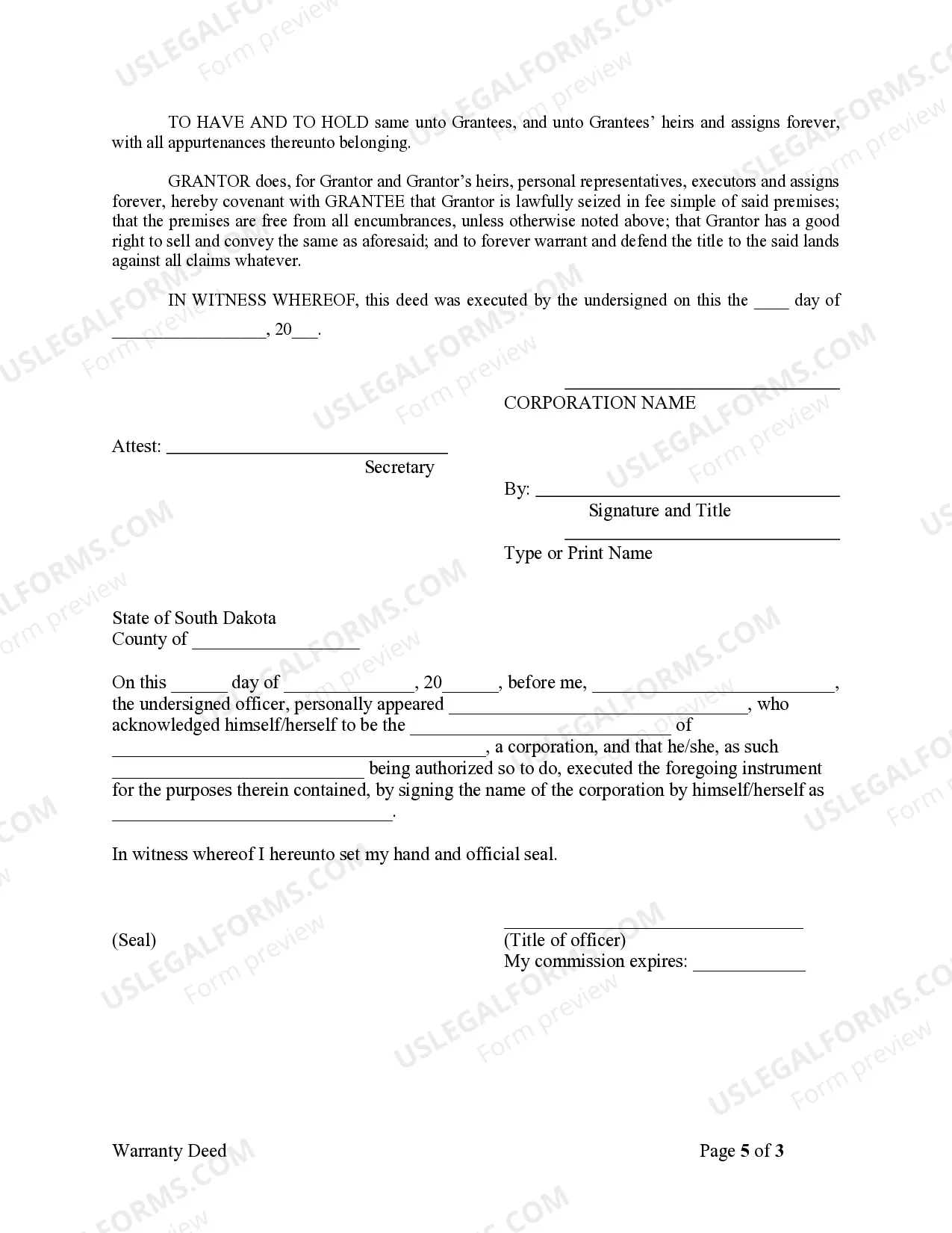 Preview Warranty Deed from Corporation to Individual