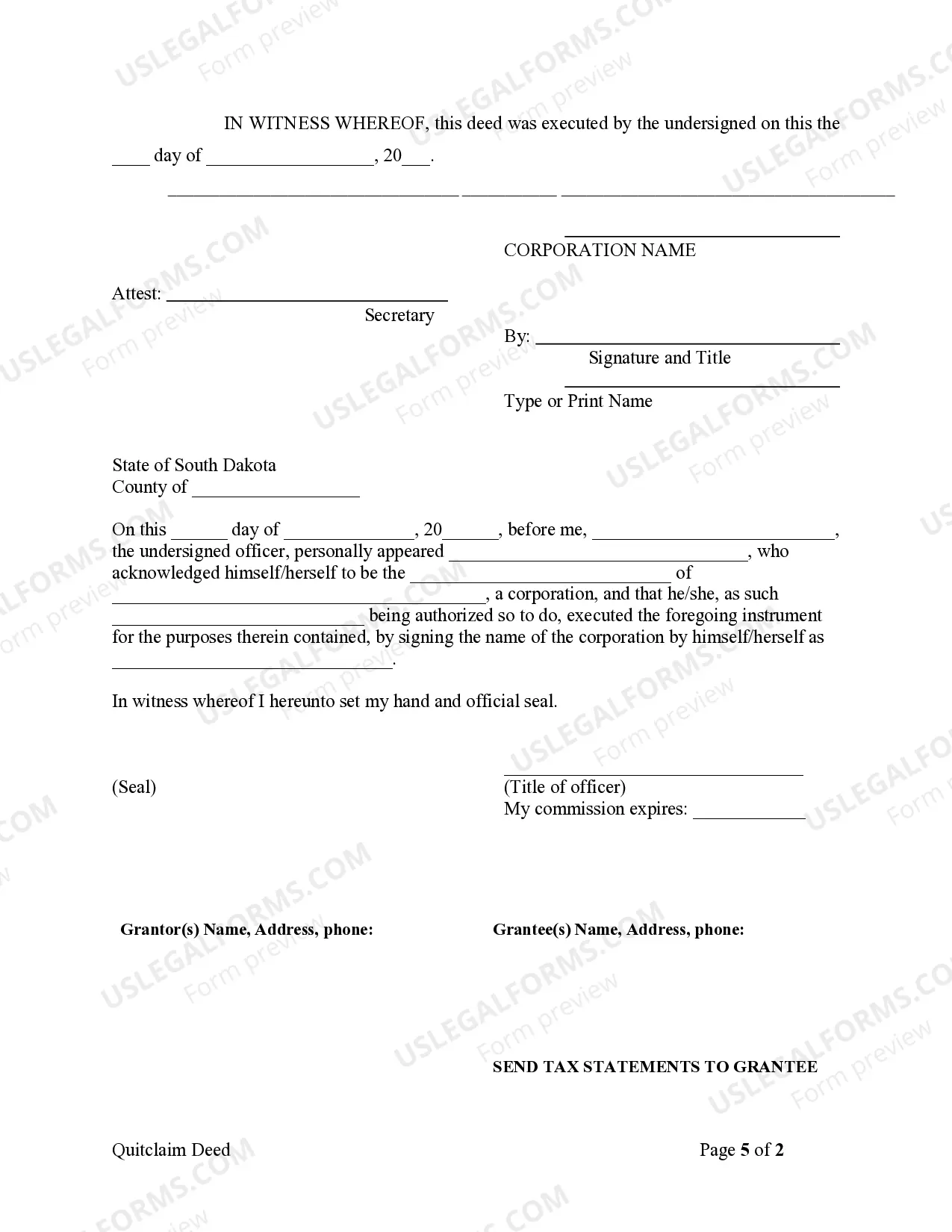 Preview Quitclaim Deed from Corporation to LLC