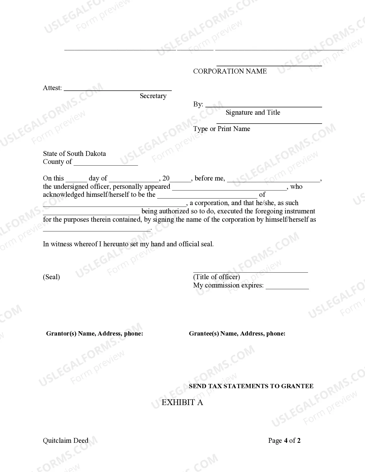 Preview Quitclaim Deed from Corporation to Corporation