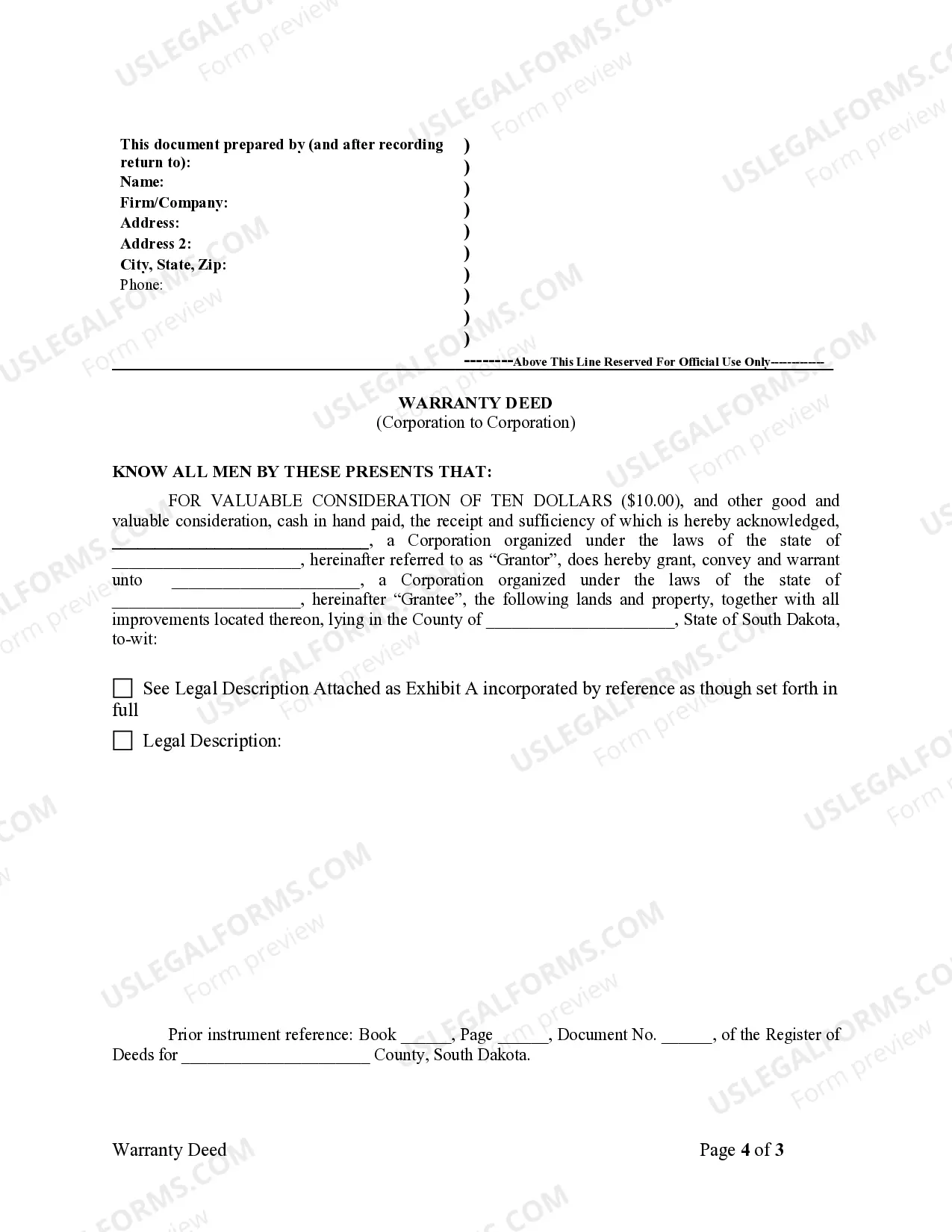 Preview Warranty Deed from Corporation to Corporation