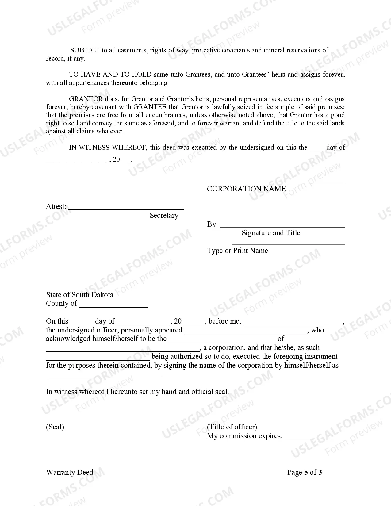 Preview Warranty Deed from Corporation to Corporation
