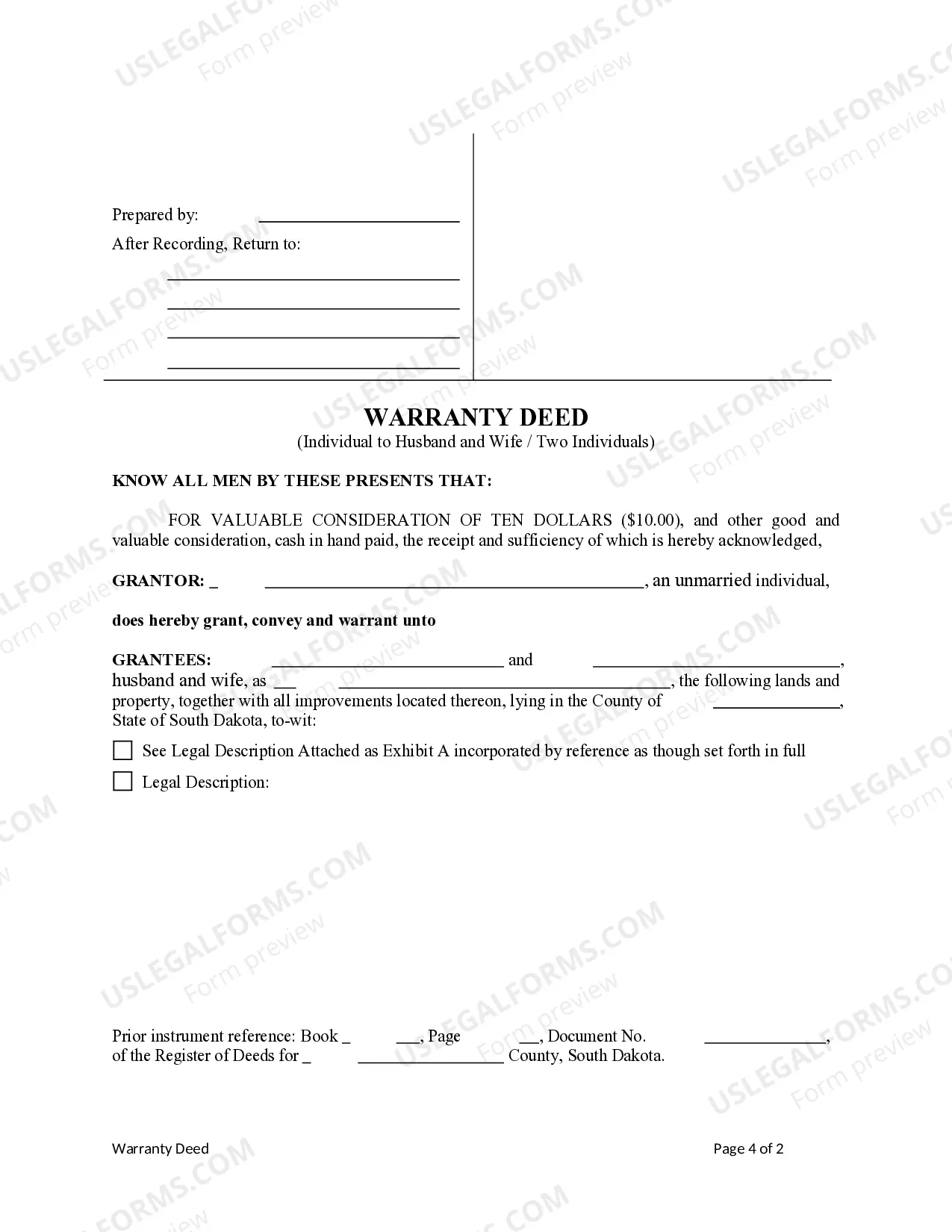Preview Warranty Deed from Husband to Himself and Wife