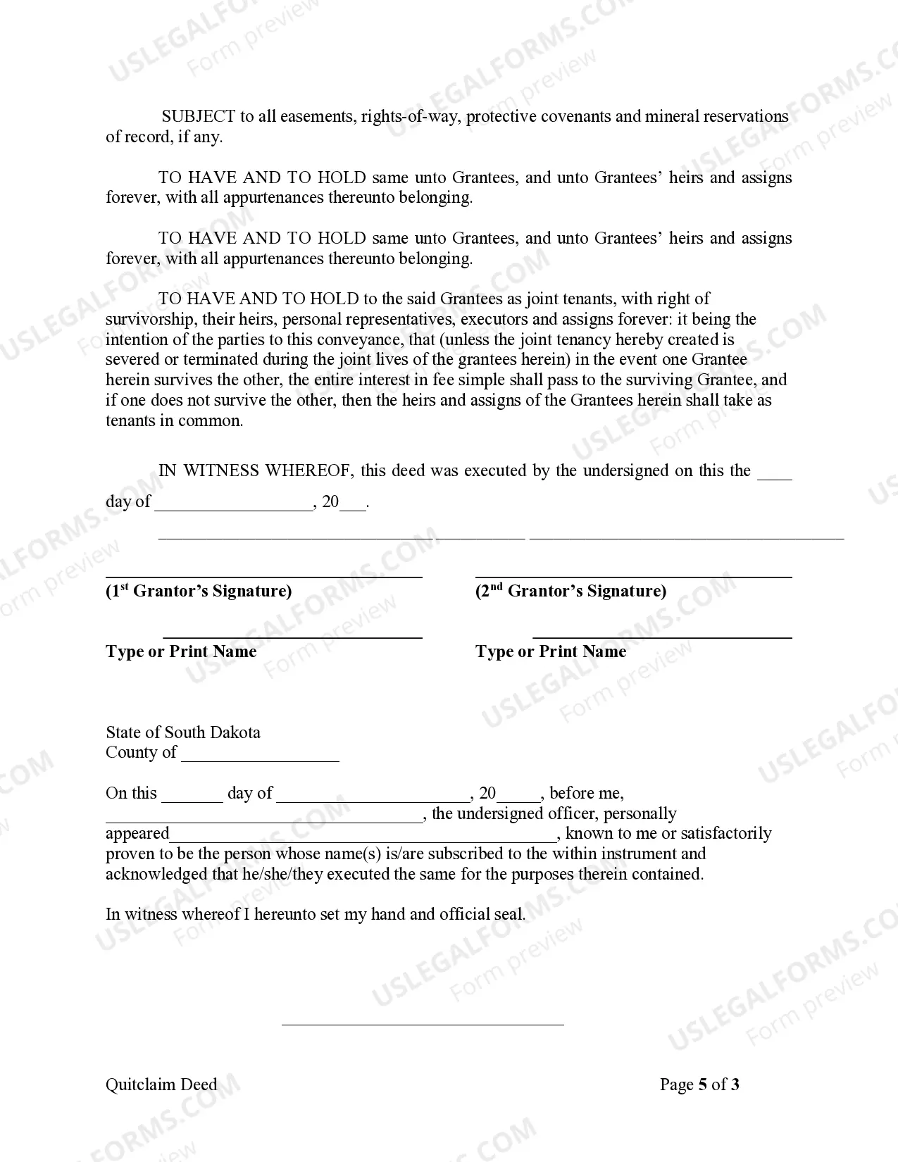 Preview Quitclaim Deed from Husband and Wife to Husband and Wife