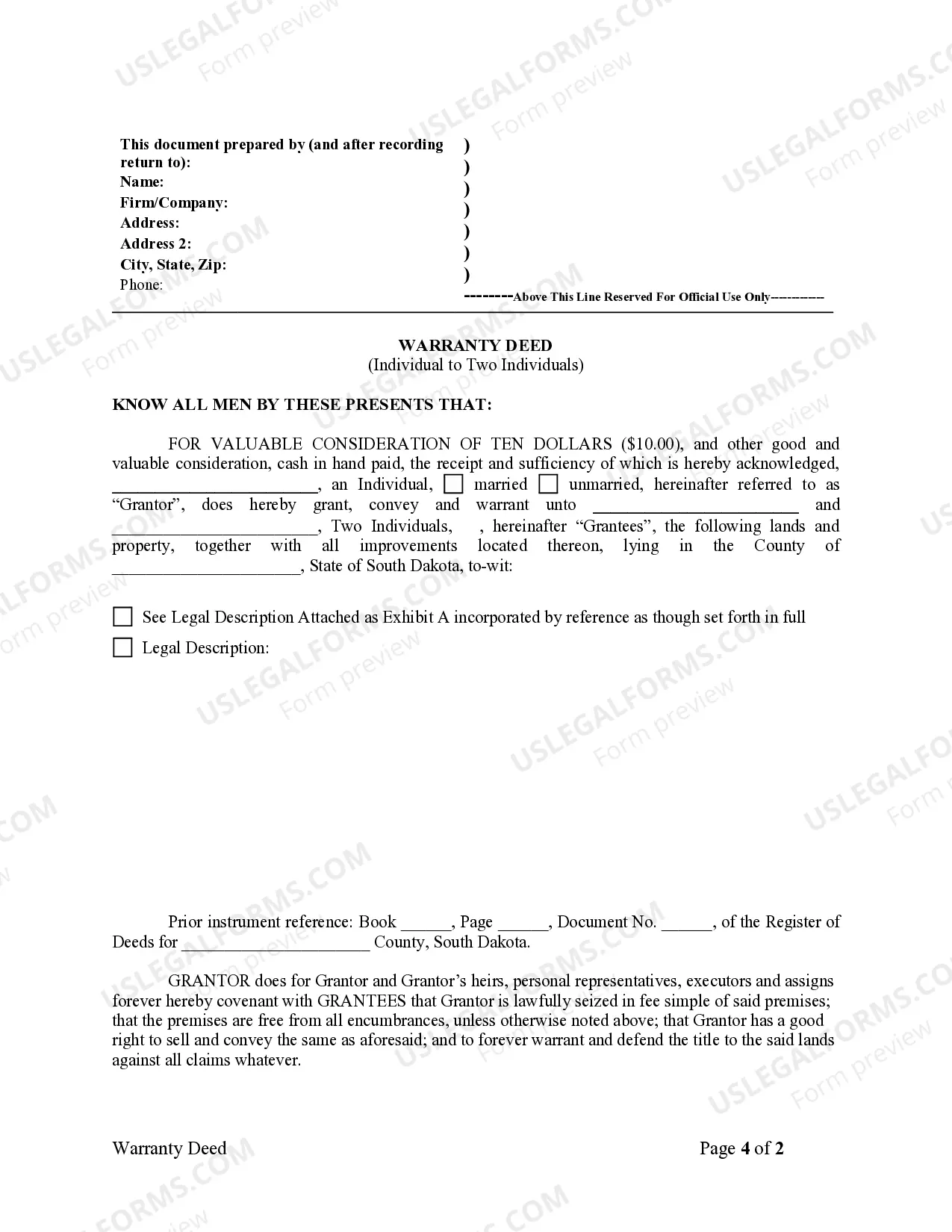 Preview Warranty Deed - One Individual to Two Individuals
