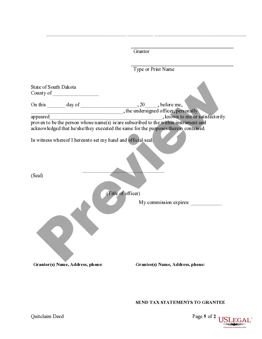 Preview Quitclaim Deed from Individual to Individual