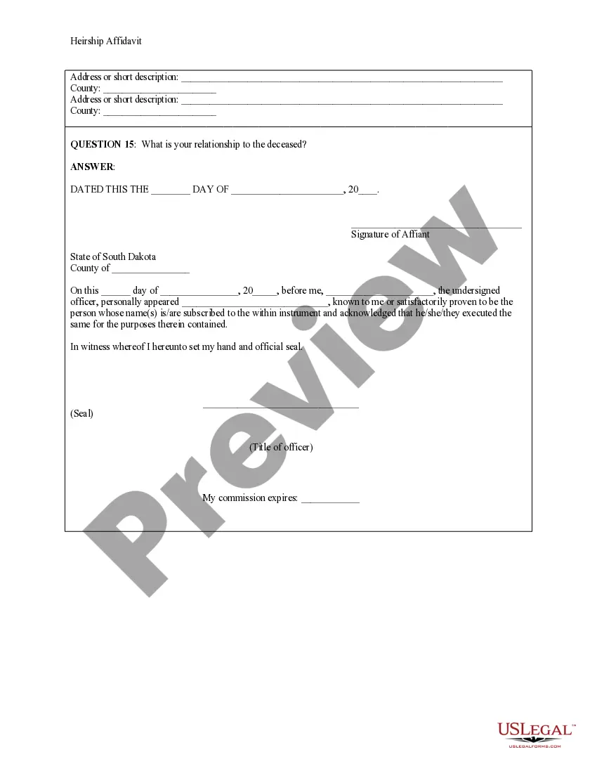 Preview Heirship Affidavit - Descent