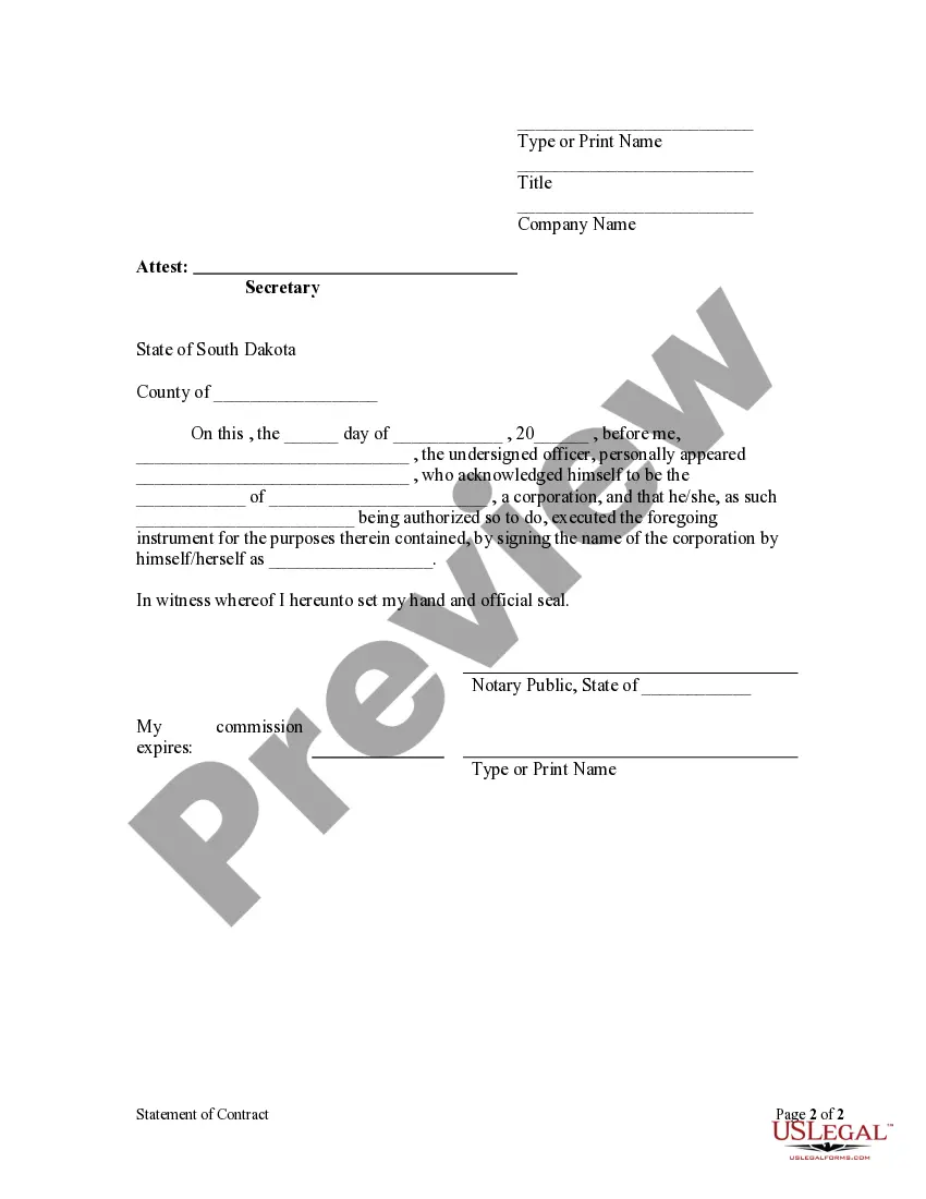 Preview Statement of Contract by Corporation