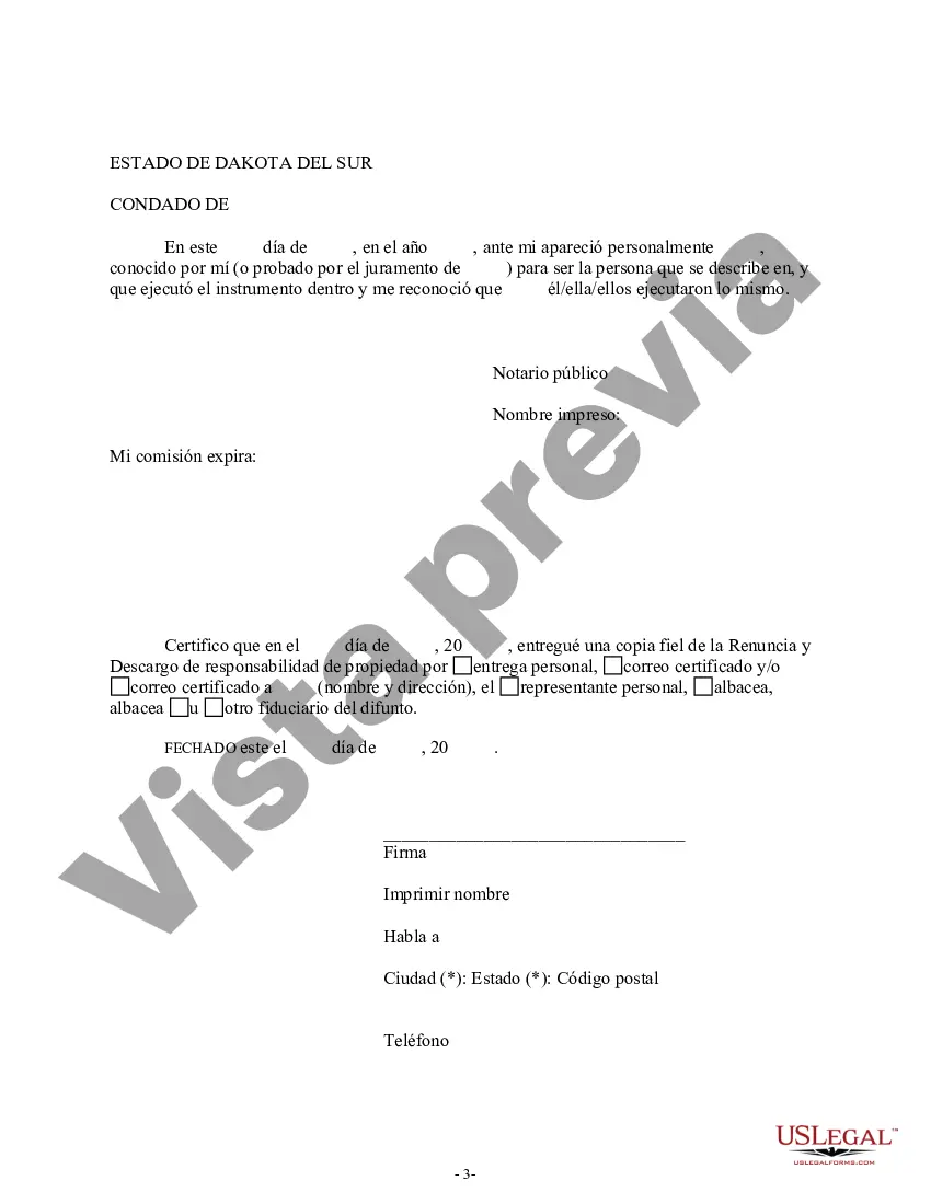 Preview Renuncia y renuncia de tenencia conjunta o interés de tenencia