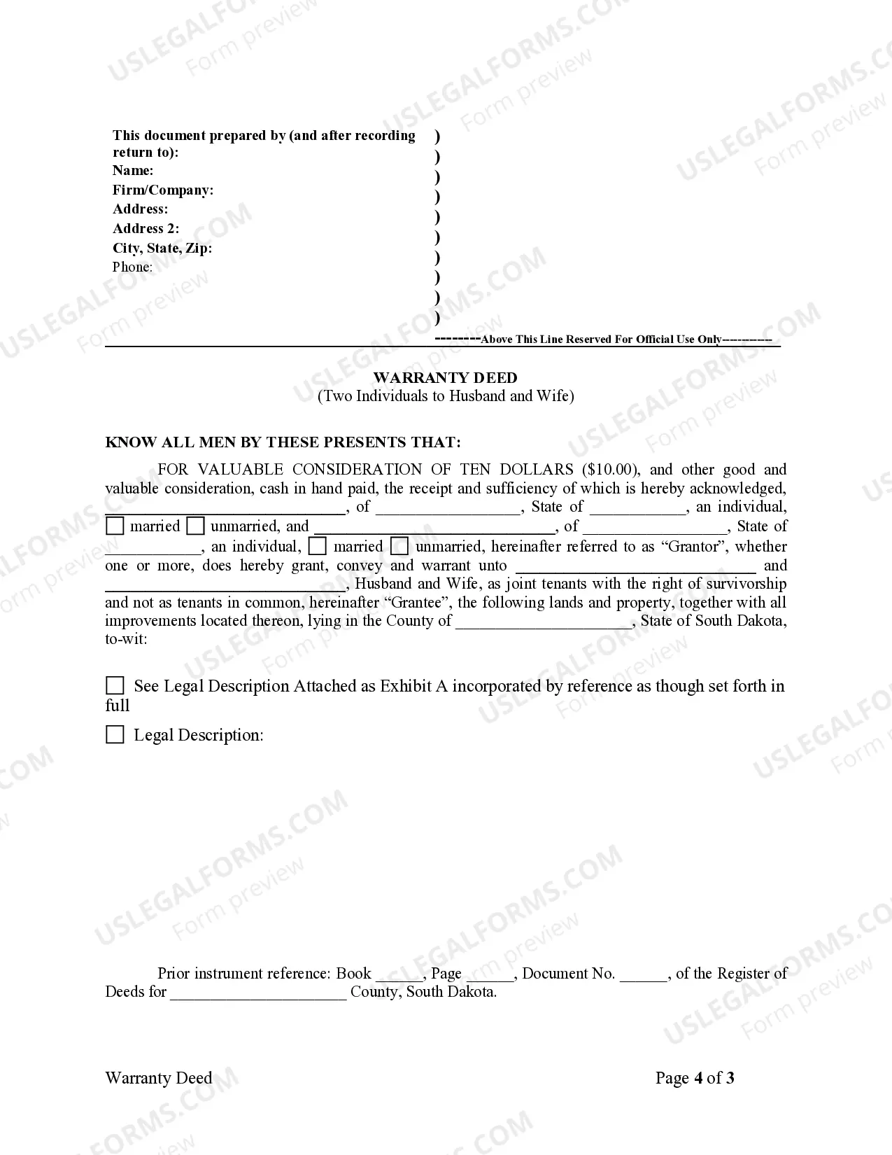 Preview Warranty Deed from two Individuals to Husband and Wife