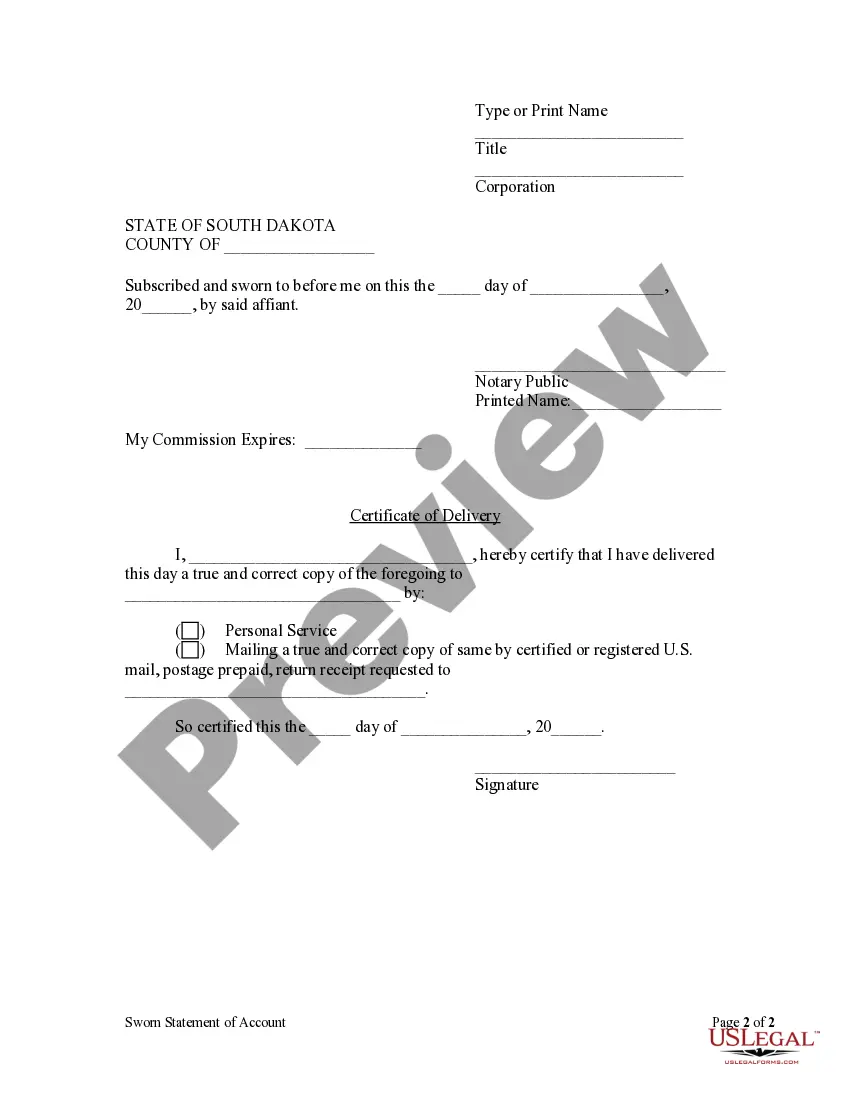 Preview Statement of Account by Corporation