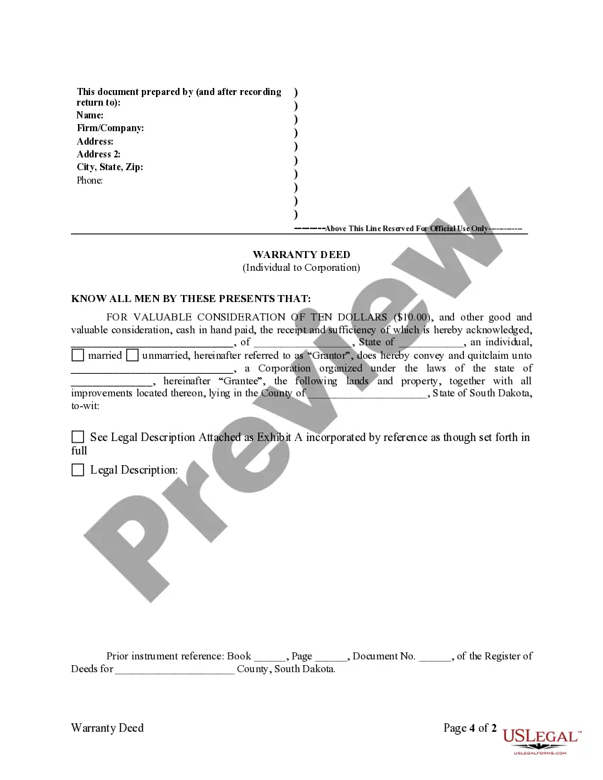 Preview Quitclaim Deed from Individual to Corporation
