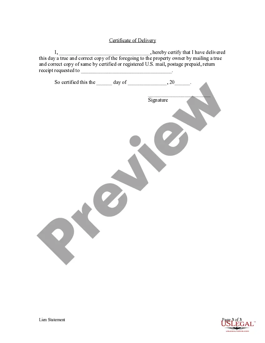 Preview Lien Statement - Individual