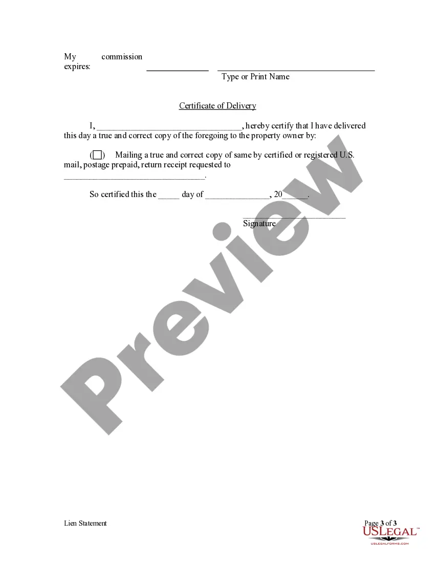 Preview Lien Statement by Corporation