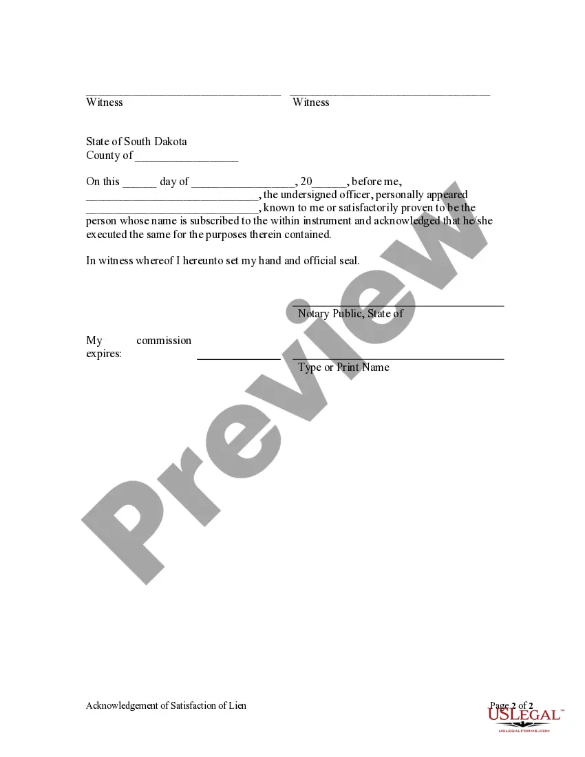 Preview Acknowledgment of Satisfaction - Individual