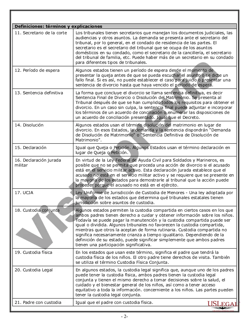 Preview Hoja de trabajo de divorcio y resumen de la ley para casos disputados o no disputados de más de 25 páginas - Formulario de entrevista de cliente ideal