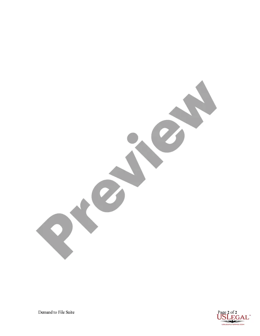 Preview Demand to Commence Suit - Individual