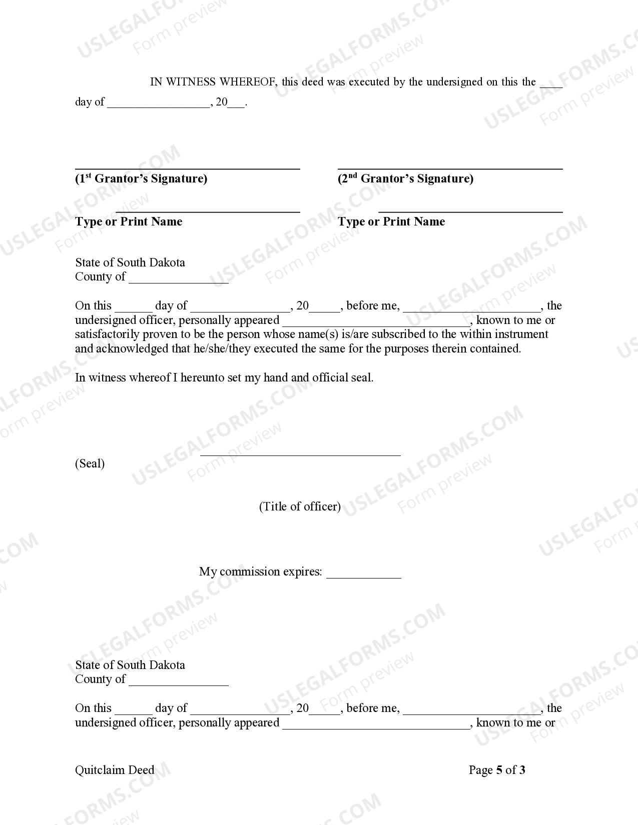 South Dakota Quitclaim Deed from Husband and Wife to LLC US Legal Forms