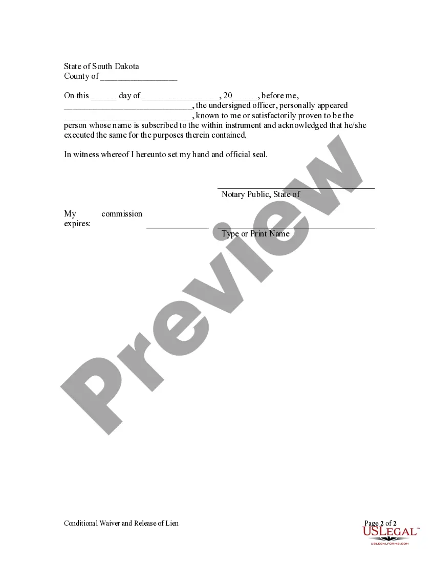 Preview Conditional Waiver and Release of Claim of Lien Upon Progress Payment