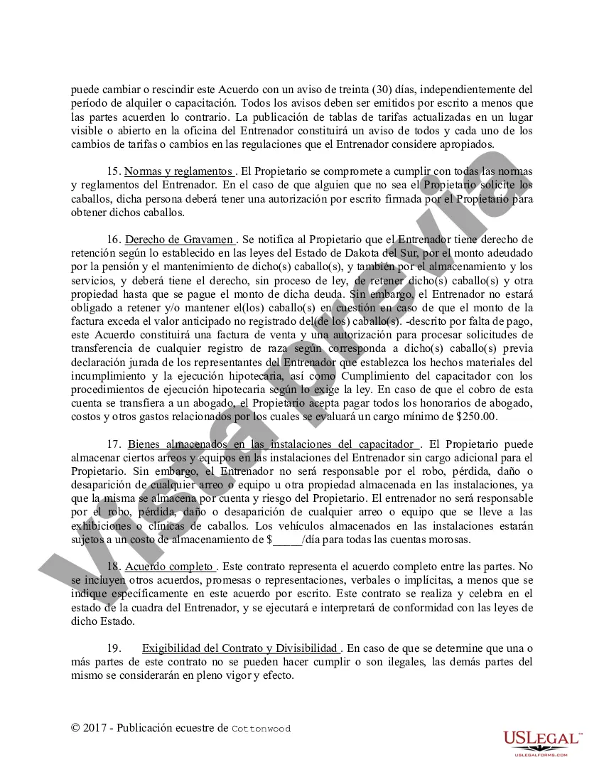 Preview Contrato de Entrenamiento - Caballo Equino Formas