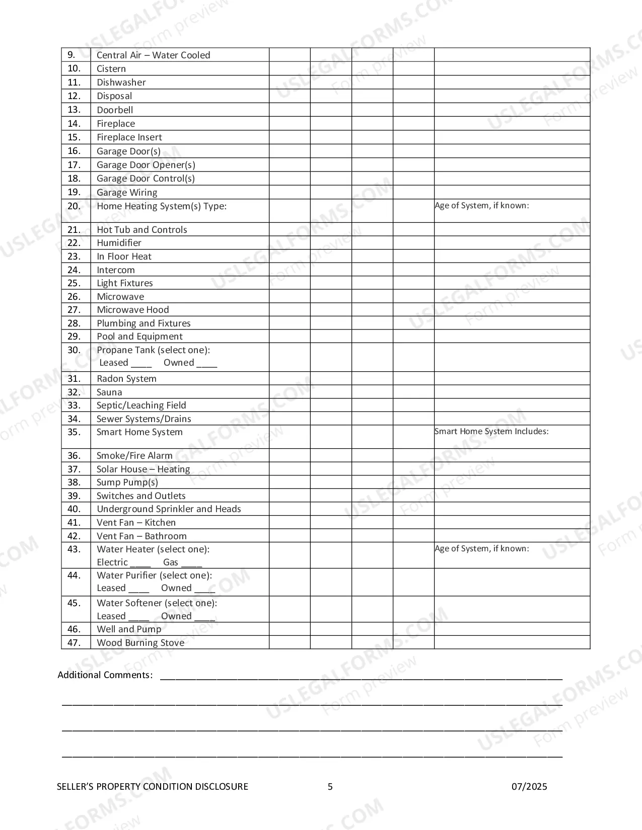 Preview Residential Real Estate Sales Disclosure Statement