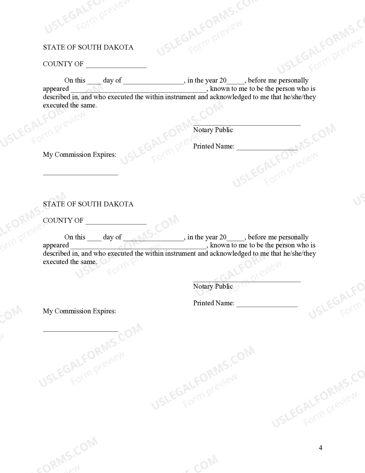 Preview South Dakota Certificate of Trust by Individual