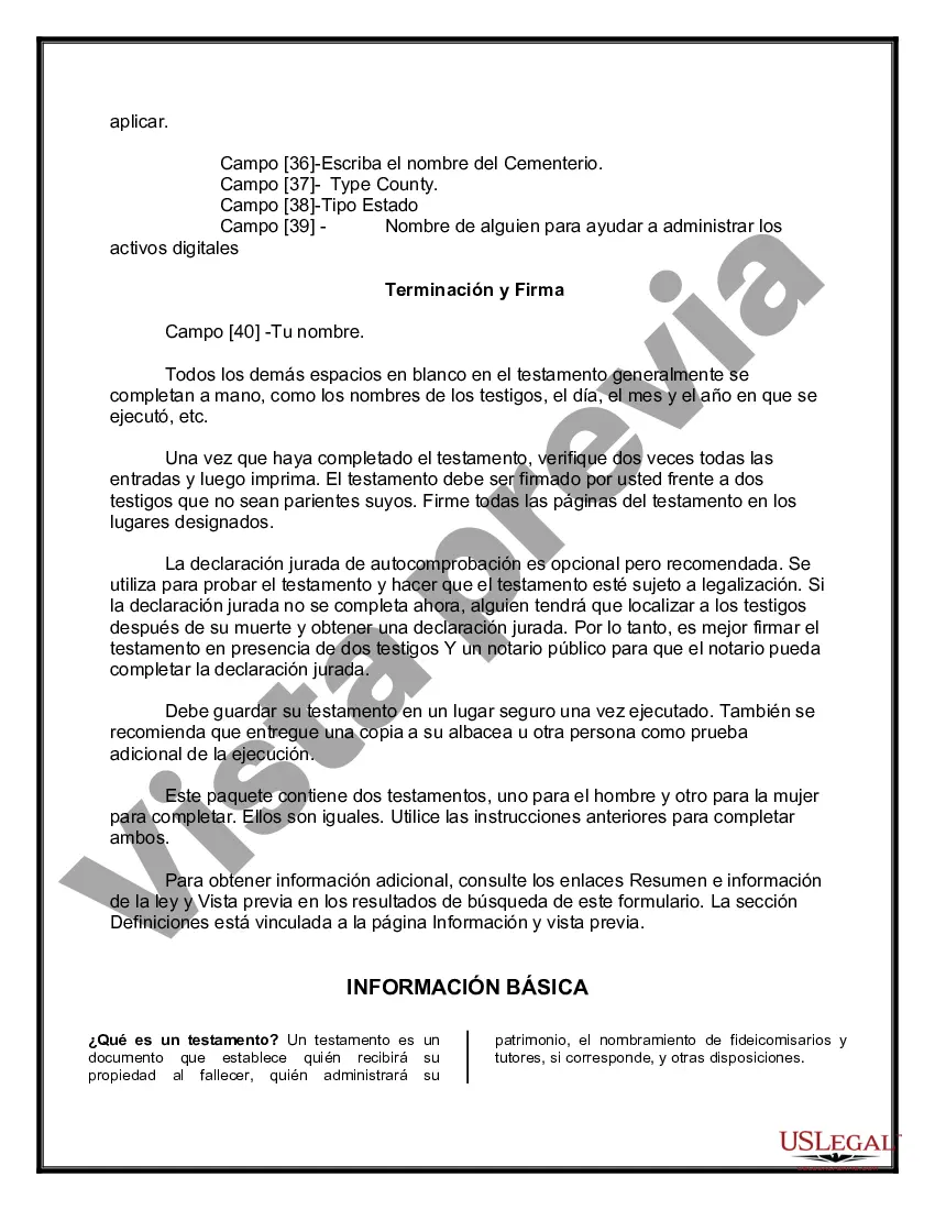 Preview Testamentos mutuos que contienen última voluntad y testamentos para personas solteras que viven juntas sin hijos