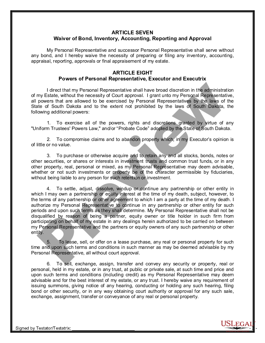page 7 Mutual Wills containing Last Will and Testaments for Unmarried Persons living together with No Children preview