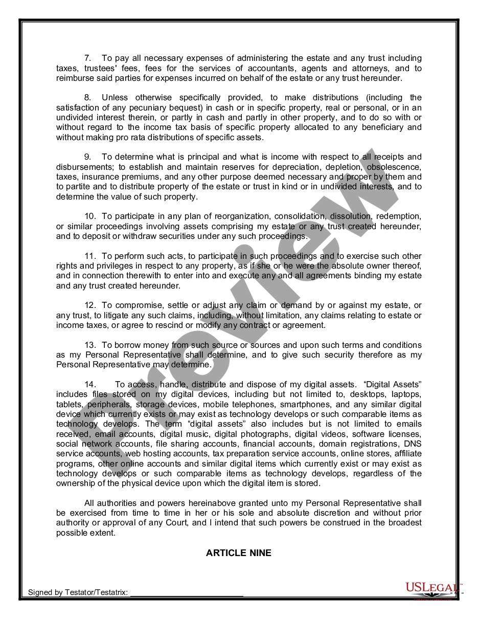 page 8 Mutual Wills containing Last Will and Testaments for Unmarried Persons living together with No Children preview