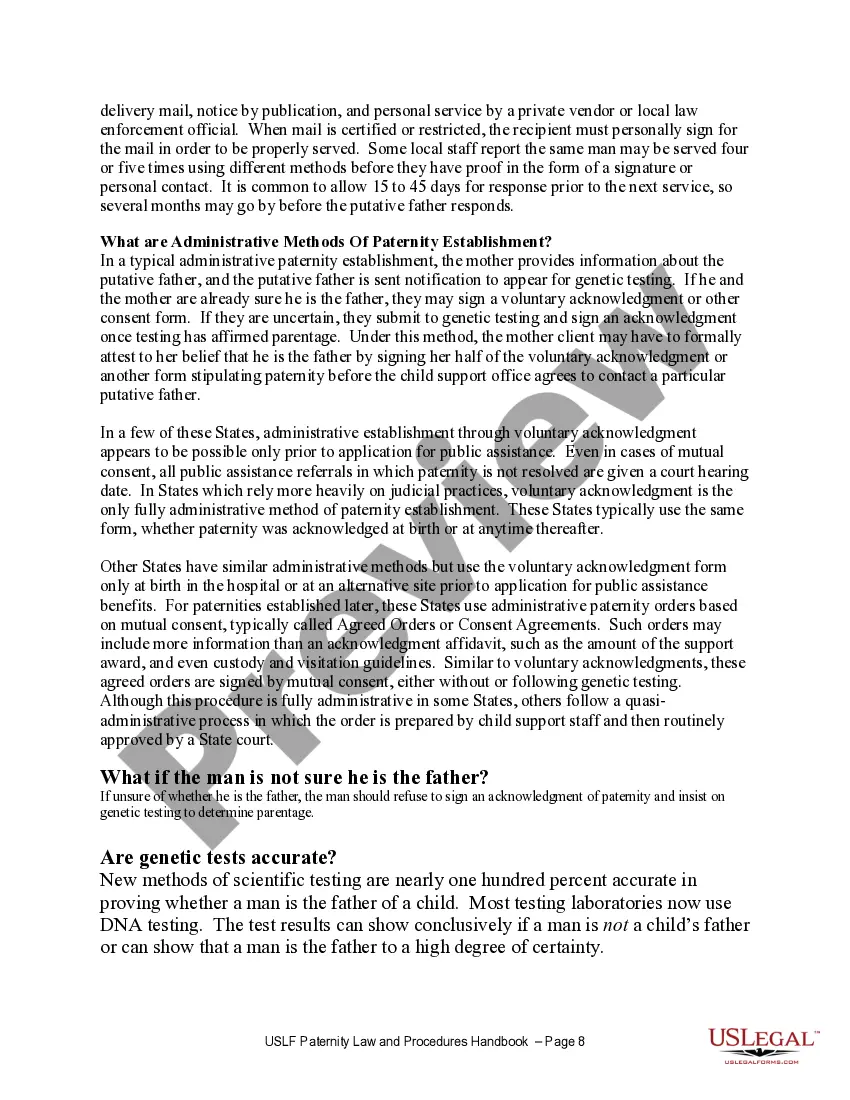 Preview Paternity Law and Procedure Handbook